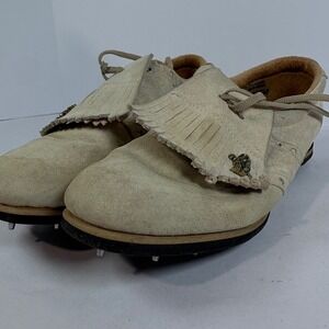 Vintage Hush Puppies Women's Golf Cleats - Tan/Beige Suede with Metal‎ Spikes